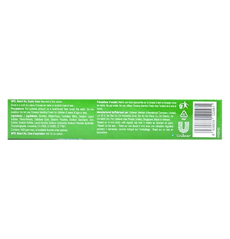 Closeup Toothpaste Menthol Fresh 100g X Pack of 2Pcs - Image 2